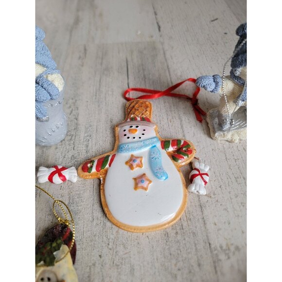 Snowman ornament gingerbread birdhouse ice skating Xmas set - Picture 4 of 10
